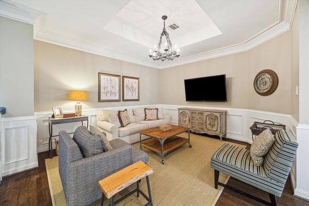 Chandelier, Interior, Living room, Wood Texture Flooring