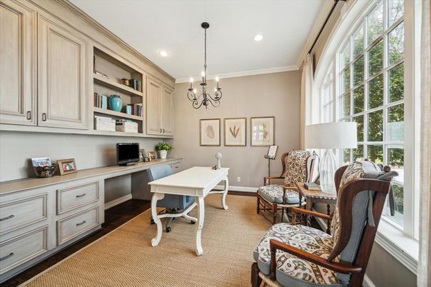 Chandelier, Home Office, Interior, Recessed Lighting
