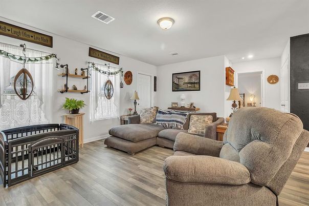 Interior, Living room, Recessed Lighting, Wood Texture Flooring