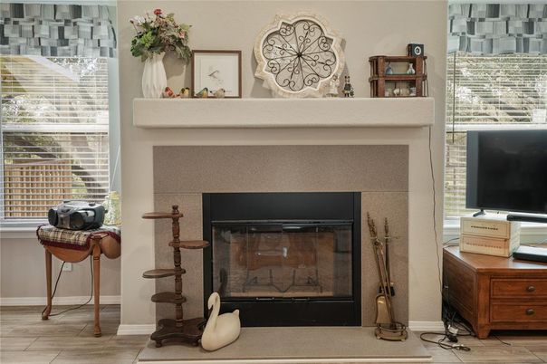 Fireplace, Interior, Wood Texture Flooring