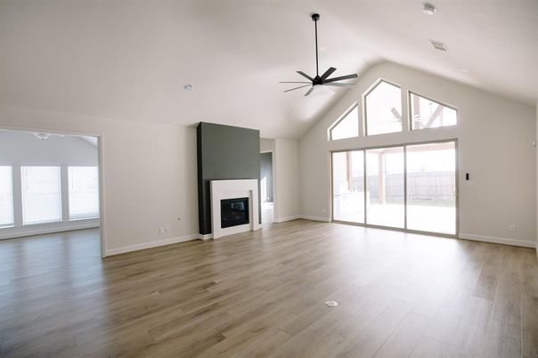 Empty room, Fireplace, Interior, Wood Texture Flooring
