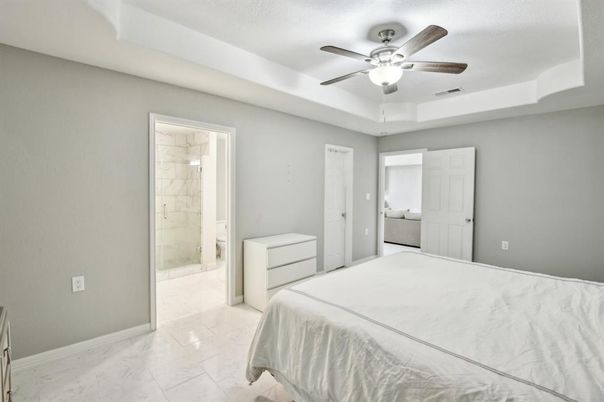 Bathroom, Bedroom, Glass Shower, Interior, Marble, Marble Walls