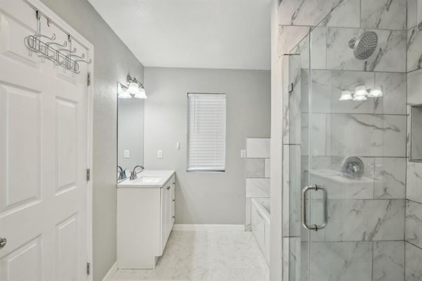 Bathroom, Glass Shower, Interior, Marble, Marble Walls