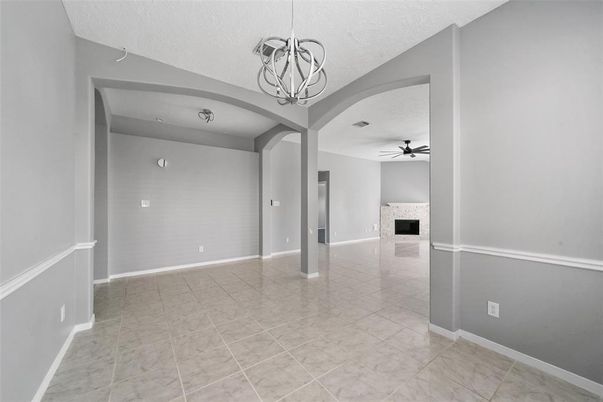 Chandelier, Empty room, Fireplace, Interior, Pendant Lights