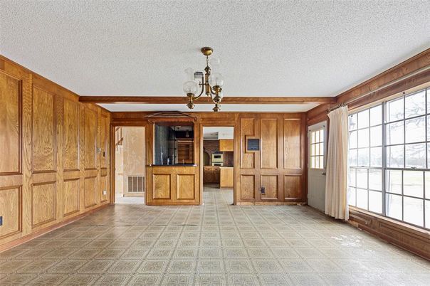 Chandelier, Empty room, Interior, Wooden Walls