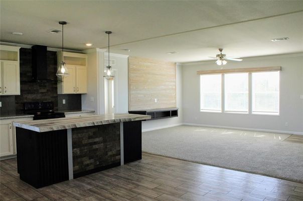 Interior, Kitchen, Pendant Lights, Recessed Lighting, Wood Texture Flooring