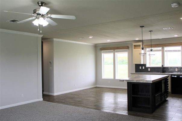 Interior, Kitchen, Pendant Lights, Recessed Lighting, Wood Texture Flooring