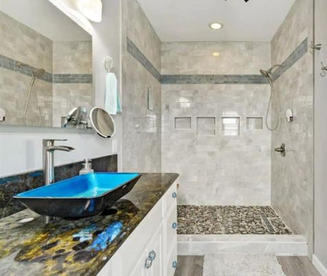 Bathroom, Glass Shower, Interior, Recessed Lighting