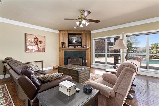 Fireplace, Interior, Living room, Water, Wood Texture Flooring