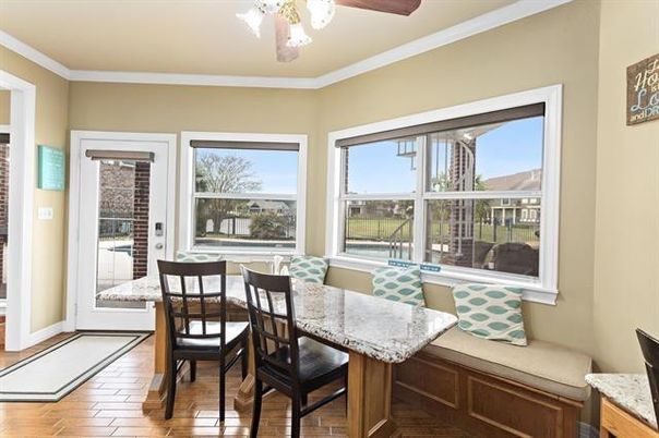 Dining room, Interior, Wood Texture Flooring