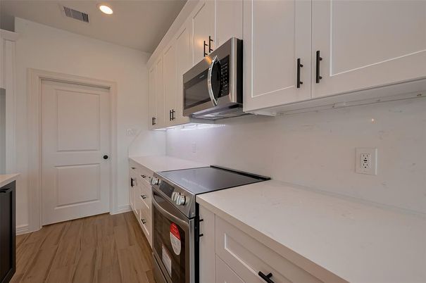 Interior, Kitchen, Recessed Lighting, Wood Texture Flooring