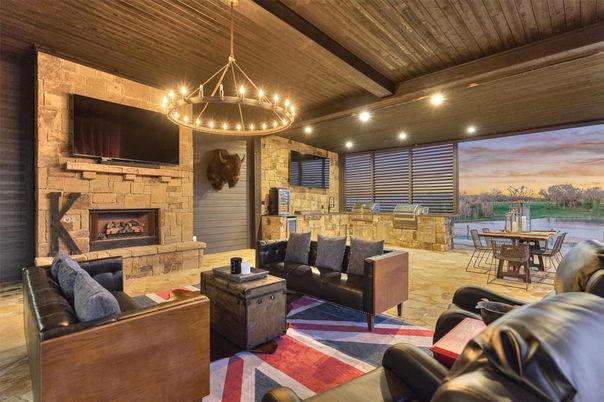 Dining room, Fireplace, Interior, Living room, Pendant Lights, Stone Walls, Wooden Beams, Wooden Ceilings