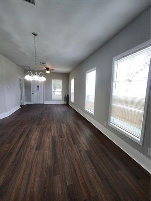 Empty room, Interior, Pendant Lights, Wood Texture Flooring