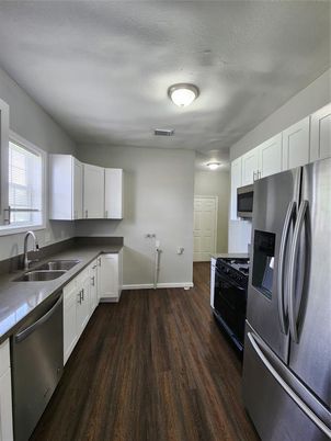 Interior, Kitchen, Stainless Steel Appliances, Wood Texture Flooring