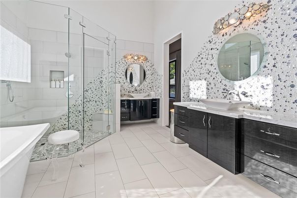 Bathroom, Dual Sink Vanities, Glass Shower, Interior