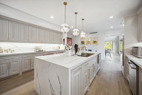 Interior, Kitchen, Pendant Lights, Recessed Lighting, Wood Texture Flooring