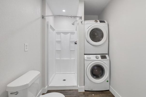Interior, Recessed Lighting, Utility Closets, Washer, Wood Texture Flooring
