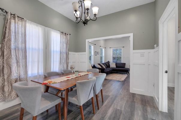 Chandelier, Dining room, Interior, Living room, Wood Texture Flooring