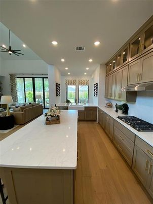 Interior, Kitchen, Living room, Recessed Lighting, Wood Texture Flooring