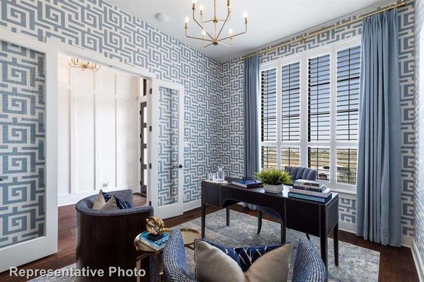 Chandelier, Home Office, Interior, Pendant Lights, Wood Texture Flooring