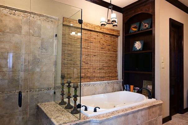 Bathroom, Glass Shower, Interior, Pendant Lights