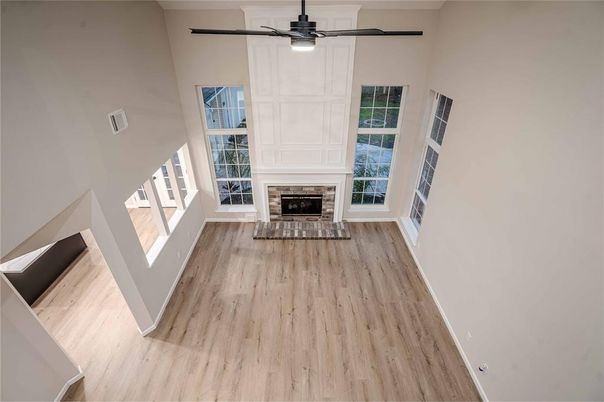 Fireplace, Interior, Wood Texture Flooring