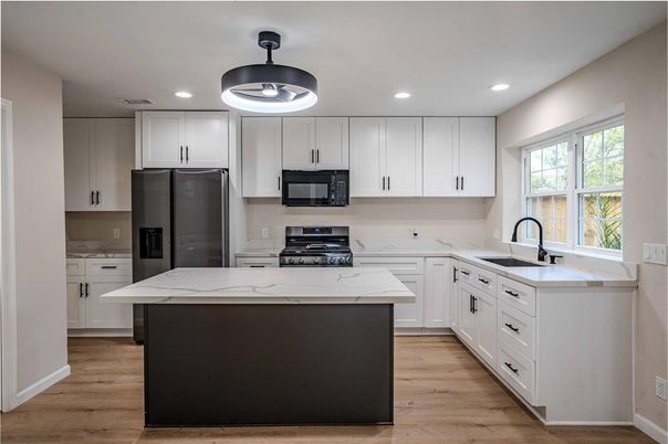 Interior, Kitchen, Recessed Lighting, Wood Texture Flooring