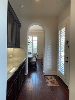 Dining room, Interior, Recessed Lighting, Wood Texture Flooring