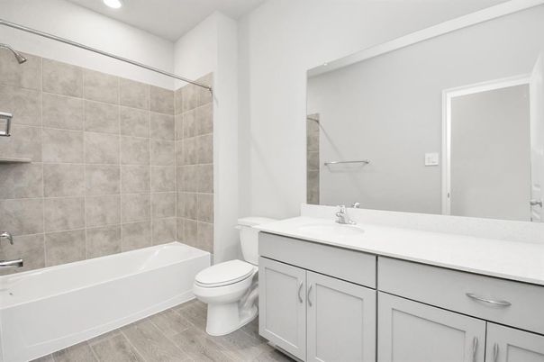 Bathroom, Interior, Recessed Lighting, Wood Texture Flooring