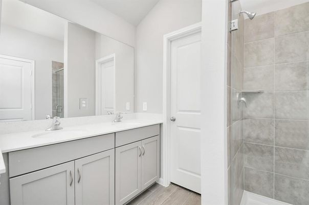 Bathroom, Dual Sink Vanities, Interior, Wood Texture Flooring