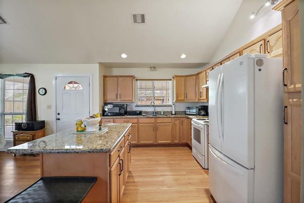 Interior, Kitchen, Recessed Lighting, Wood Texture Flooring