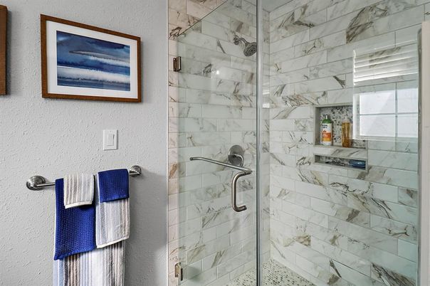 Bathroom, Glass Shower, Interior, Marble Walls