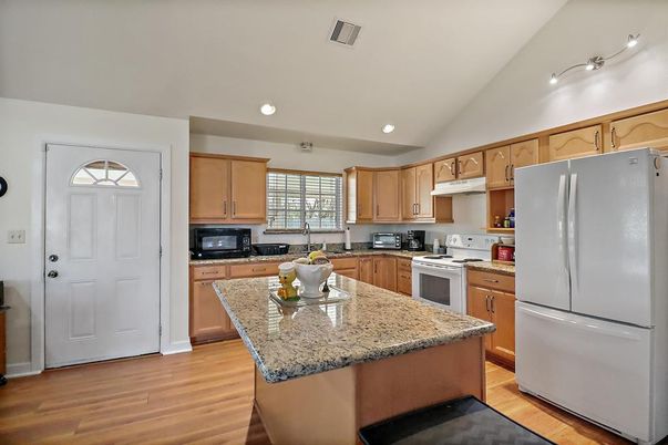 Interior, Kitchen, Recessed Lighting, Wood Texture Flooring
