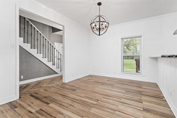 Chandelier, Empty room, Interior, Wood Texture Flooring