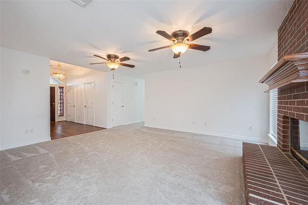 Chandelier, Empty room, Fireplace, Interior, Wood Texture Flooring
