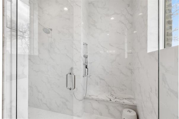 Bathroom, Glass Shower, Interior, Marble Walls