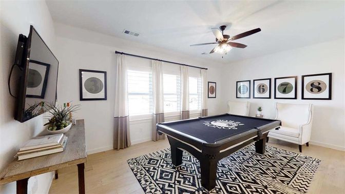 Billiard Table, Game Room, Interior, Wood Texture Flooring