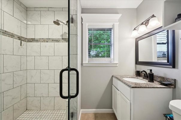 Bathroom, Glass Shower, Interior, Marble Walls