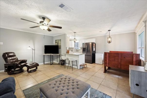 Interior, Kitchen, Living room, Pendant Lights, Stainless Steel Appliances