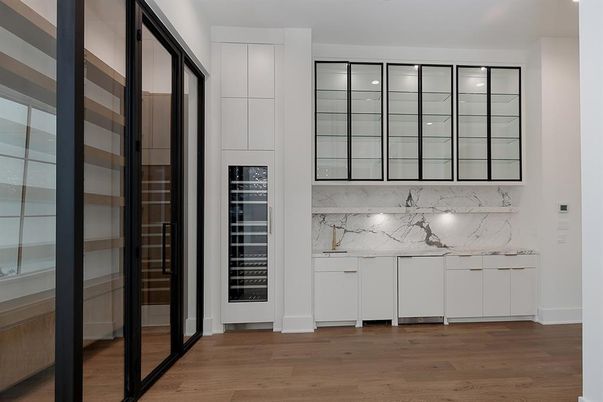 Interior, Marble Walls, Wood Texture Flooring