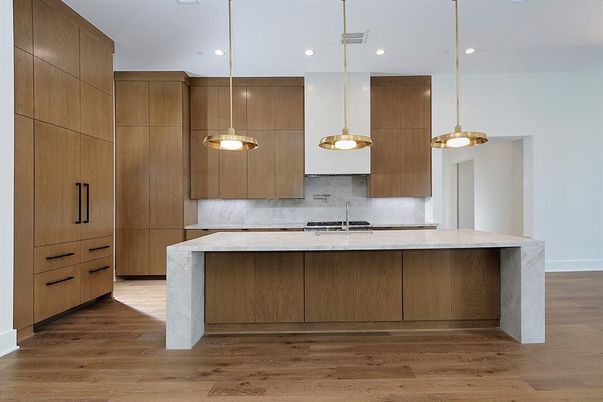 Interior, Kitchen, Pendant Lights, Recessed Lighting, Wood Texture Flooring