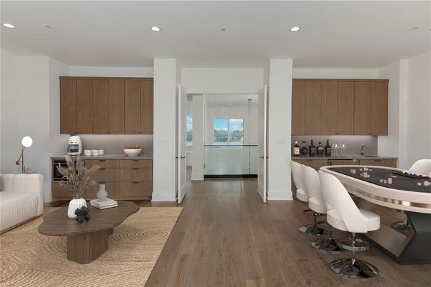 Interior, Kitchen, Recessed Lighting, Wood Texture Flooring