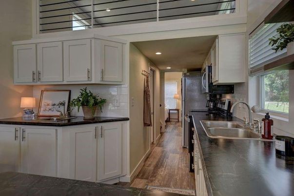 Interior, Kitchen, Recessed Lighting, Wood Texture Flooring