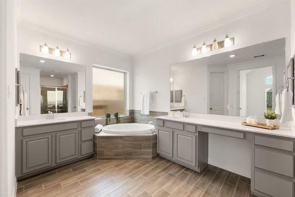 Bathroom, Dual Sink Vanities, Interior, Wood Texture Flooring