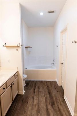 Bathroom, Interior, Recessed Lighting, Wood Texture Flooring