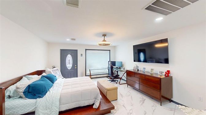 Bedroom, Home Office, Interior, Marble, Recessed Lighting