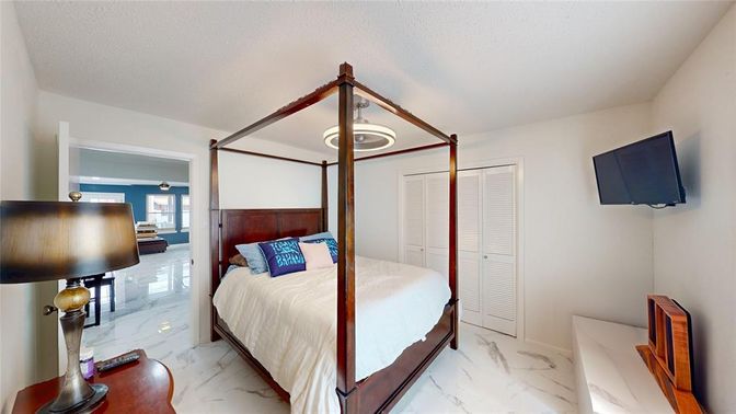 Bedroom, Interior, Marble, Pendant Lights