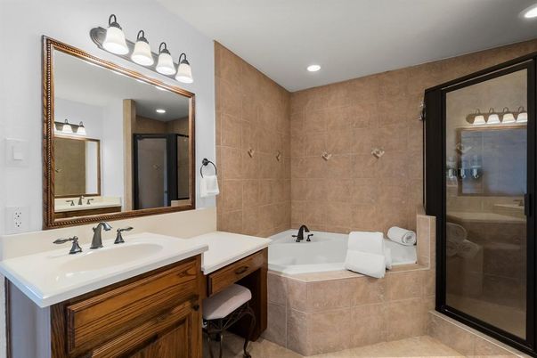 Bathroom, Dual Sink Vanities, Glass Shower, Interior, Recessed Lighting