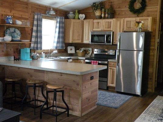 Interior, Kitchen, Wood Texture Flooring, Wooden Walls