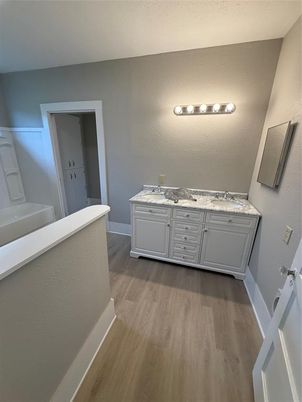 Bathroom, Dual Sink Vanities, Interior, Wood Texture Flooring